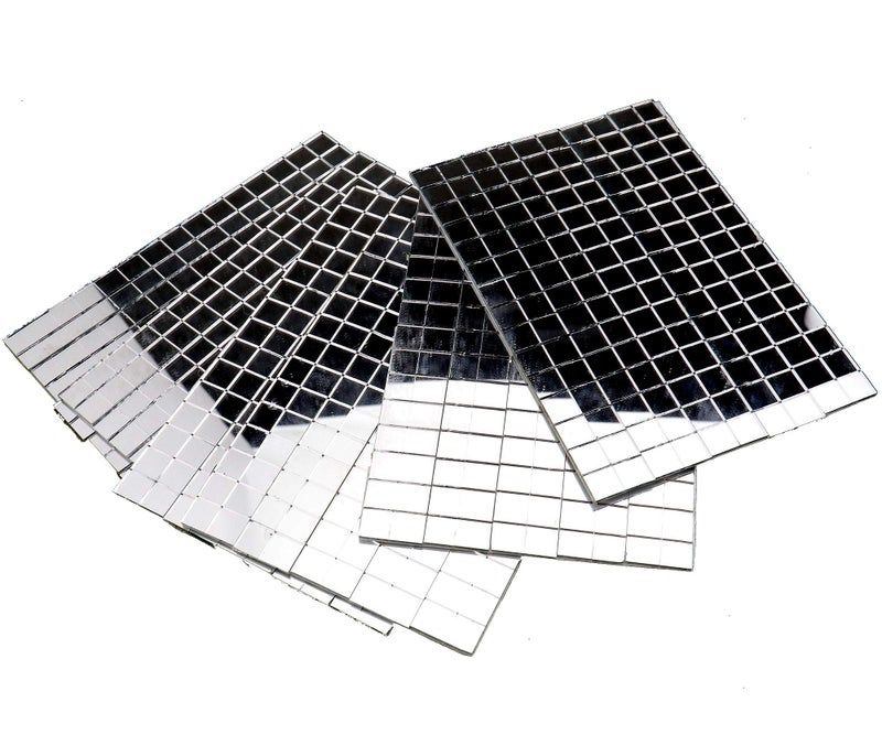 Micro Trader Self-Adhesive Real Glass Craft Mini Square & Round Mirrors Mosaic Tiles New - Image 1